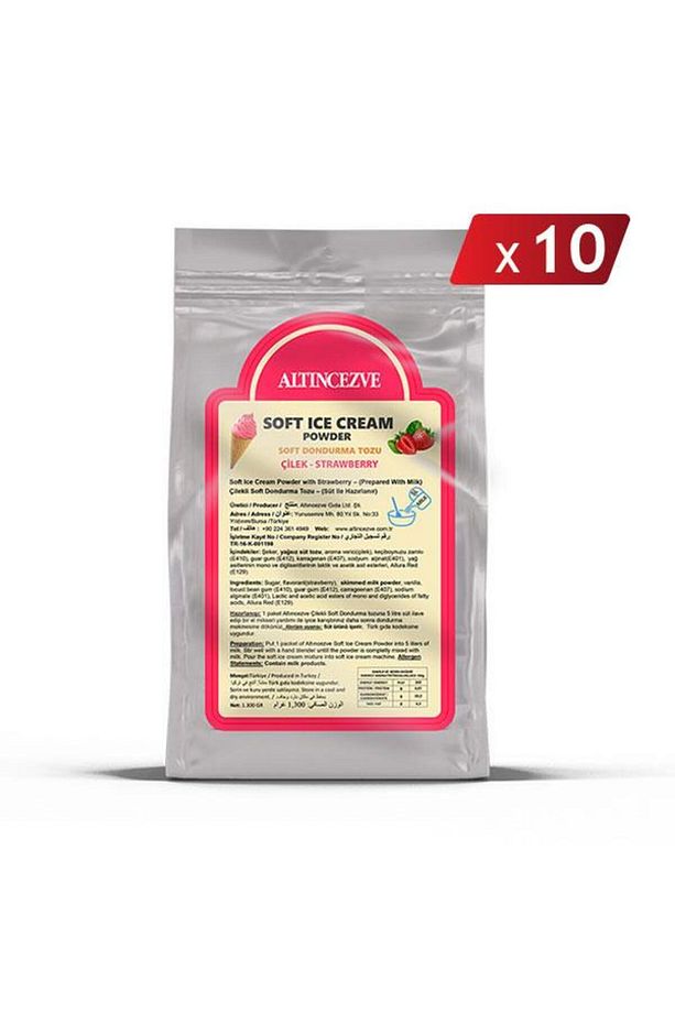 Soft Dondurma Tozu Çilekli 1.300 gr X 10 Adet - (5L SÜT) - 1