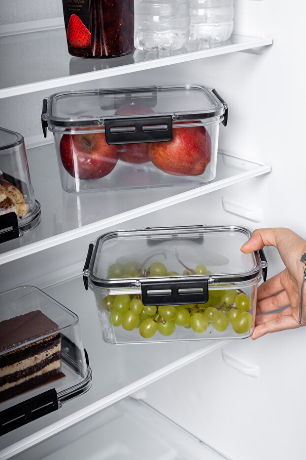 Set of 6 Square Clear Storage Container with Lock Lid for 400-900ML - 2