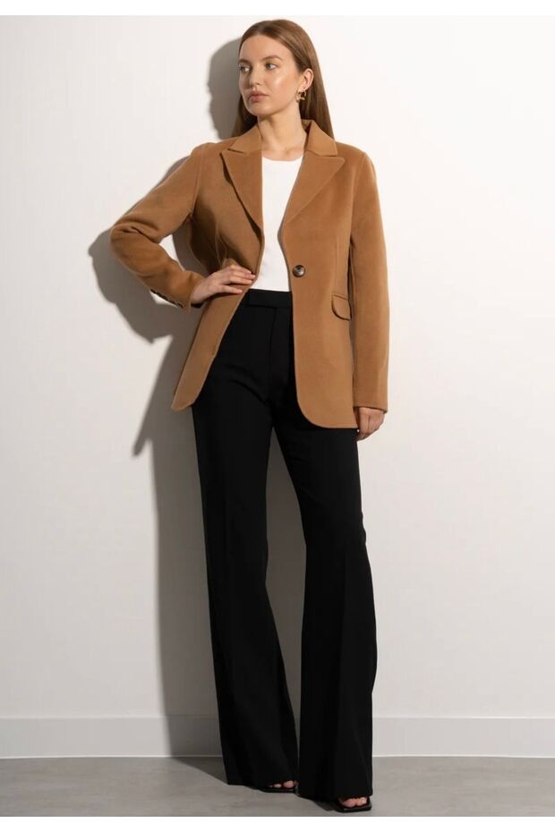 Camel Kaşmir Blazer Ceket - 1
