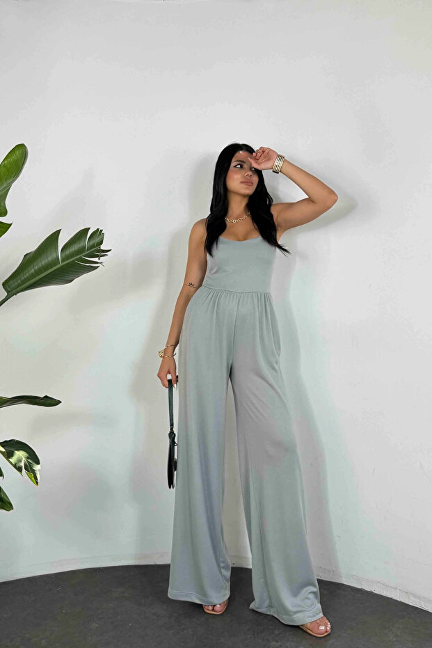 Kadın Likralı İp Askılı Tulum - 2