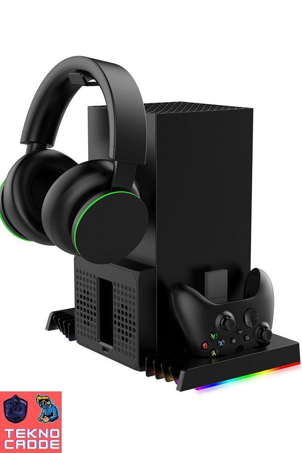 Xbx-023s Disk Tutucu Kulaklık Askısı Joystick Şarj Xbox Series X Rgb Soğutucu Fan Stand - 4