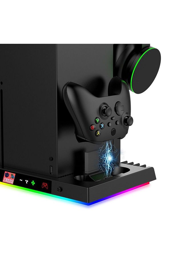Xbx-023s Disk Tutucu Kulaklık Askısı Joystick Şarj Xbox Series X Rgb Soğutucu Fan Stand - 6