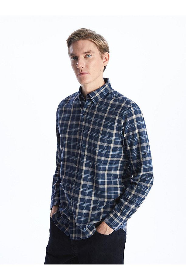 LCWAIKIKI Classic Regular Fit Uzun Kollu Ekose Erkek Gömlek - 1