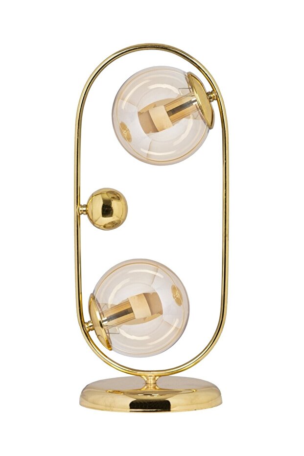 Sarı Kaplamalı Gold Camlı Masa Lambası - 3