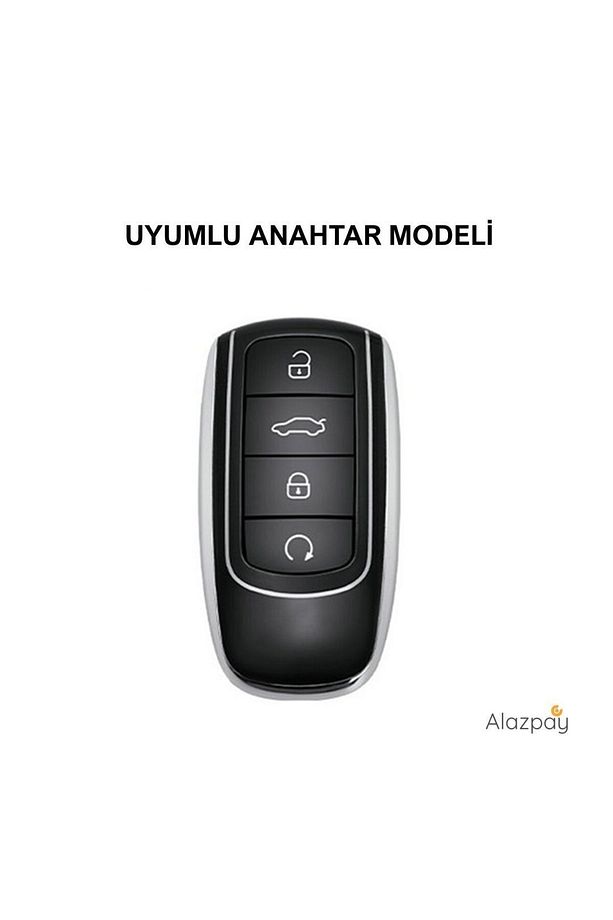 Chery Tiggo 8 Pro & Tiggo 7 Pro Avatgarde & Omoda 5 Çinko Deri Anahtar Kılıfı (GRİ - KAHVERENGİ) - 2