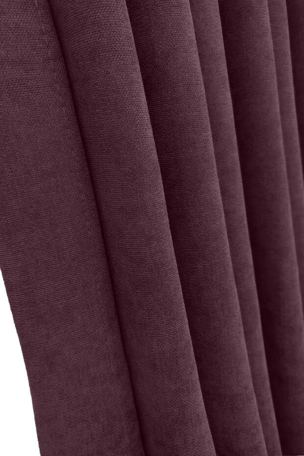 Taç Mürdüm Düz Renk Pileli Soft Fon Perde, 1/3 Sık Pile, Tek Kanat - 2
