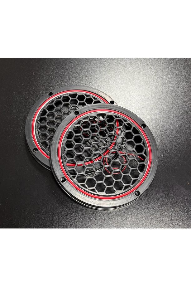 20cm Kırmızı Neon Işıklı Hoparlör ve Midrange Kapağı 1takım (2adet) Vidalanabilir - 1