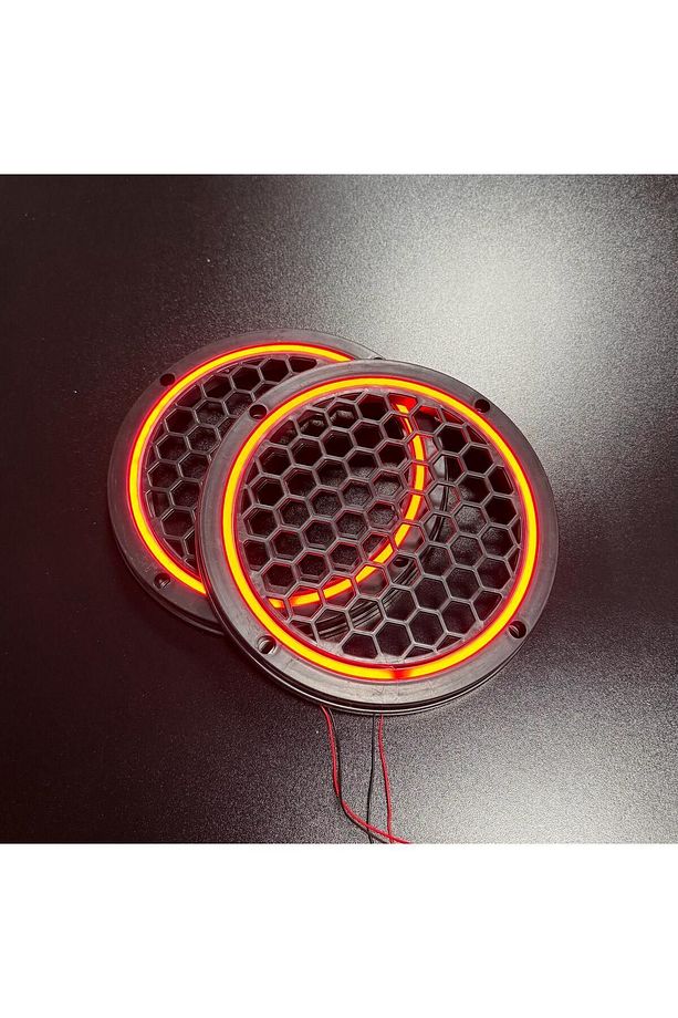 20cm Kırmızı Neon Işıklı Hoparlör ve Midrange Kapağı 1takım (2adet) Vidalanabilir - 3