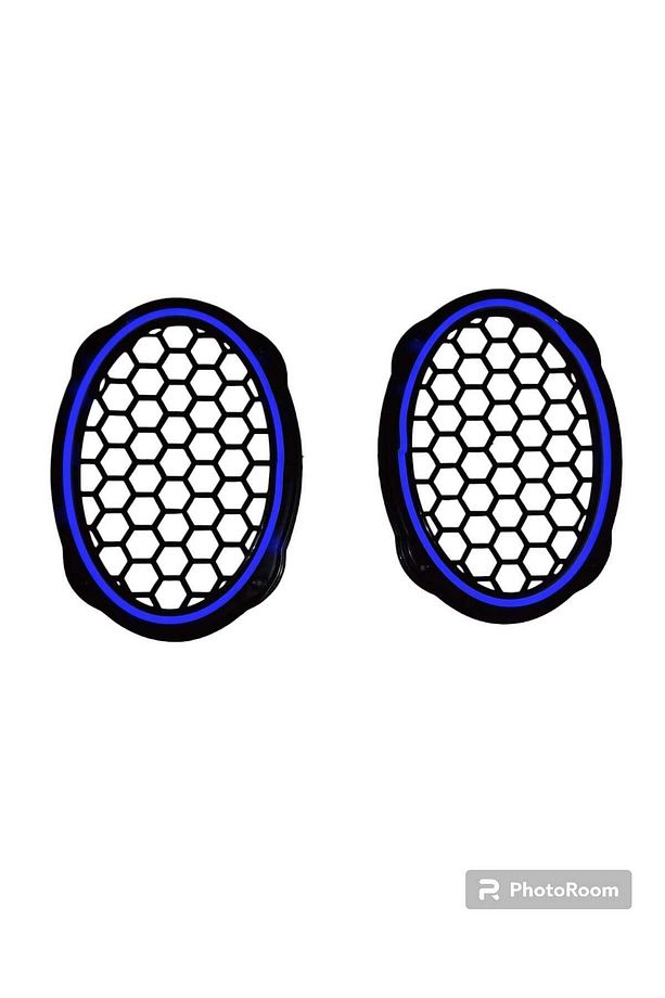 Oval 6X9 Mavi Neon Işıklı Hoparlör ve Midrange Kapağı Vidalanabilir 2 Adet - 6