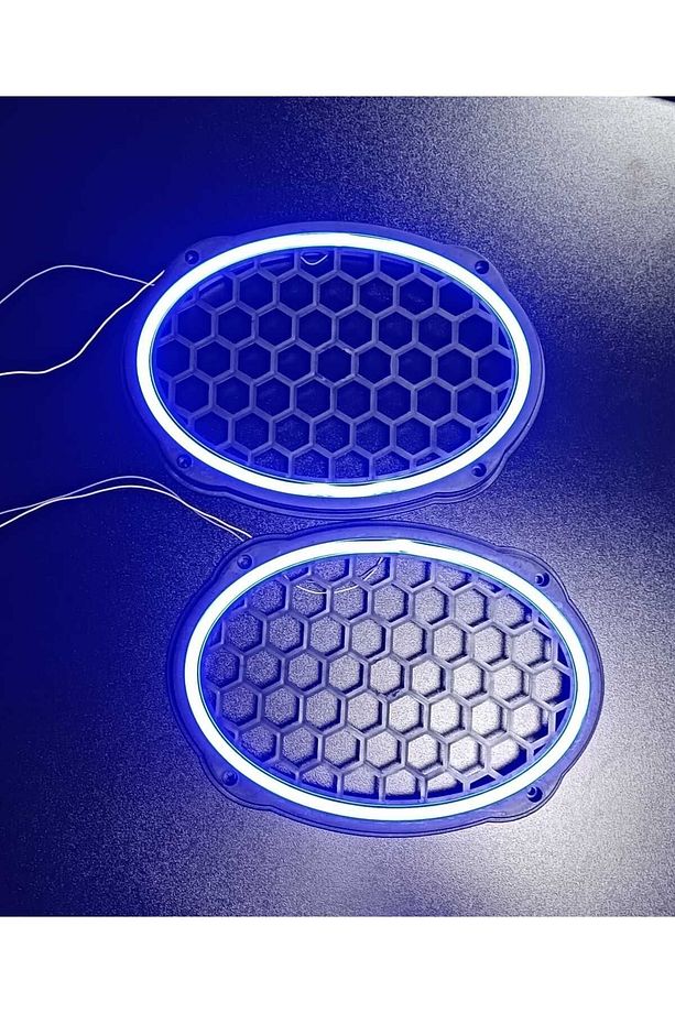 Oval 6X9 Mavi Neon Işıklı Hoparlör ve Midrange Kapağı Vidalanabilir 2 Adet - 5