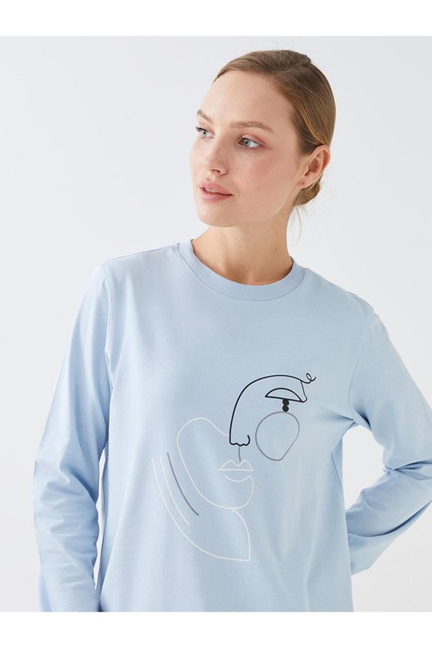 LCWAIKIKI Classic Crew Neck Printed Long Sleeve Women's Tunic