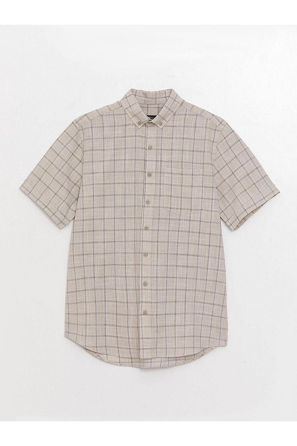 LCWAIKIKI Classic Regular Fit Kısa Kollu Ekose Poplin Erkek Gömlek - 6