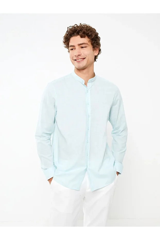 Regular Fit Uzun Kollu Poplin Erkek Gömlek - 1