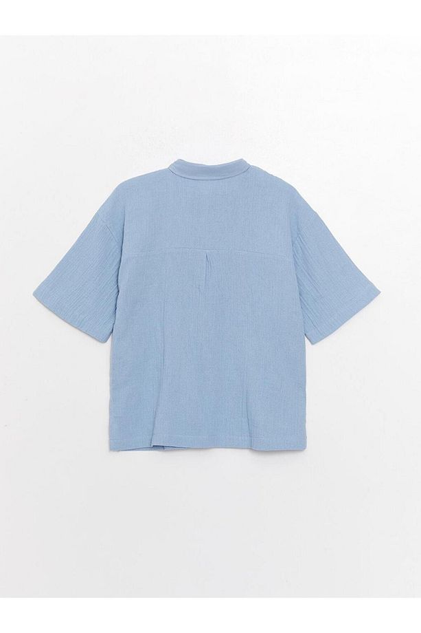 LCW Vision Düz Kısa Kollu Oversize Kadın Gömlek - 8