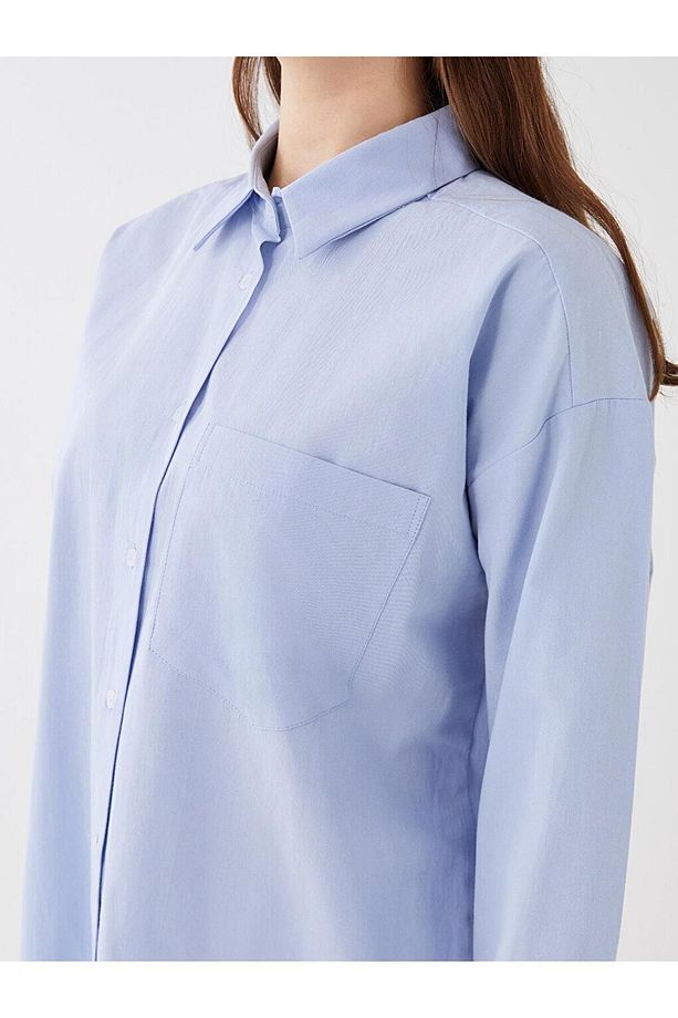 LCW Modest Düz Uzun Kollu Oversize Kadın Gömlek Tunik - 4