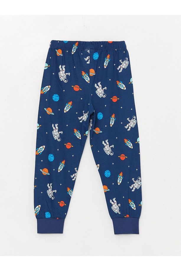Bisiklet Yaka Baskılı Uzun Kollu Erkek Çocuk Pijama Takımı - 5