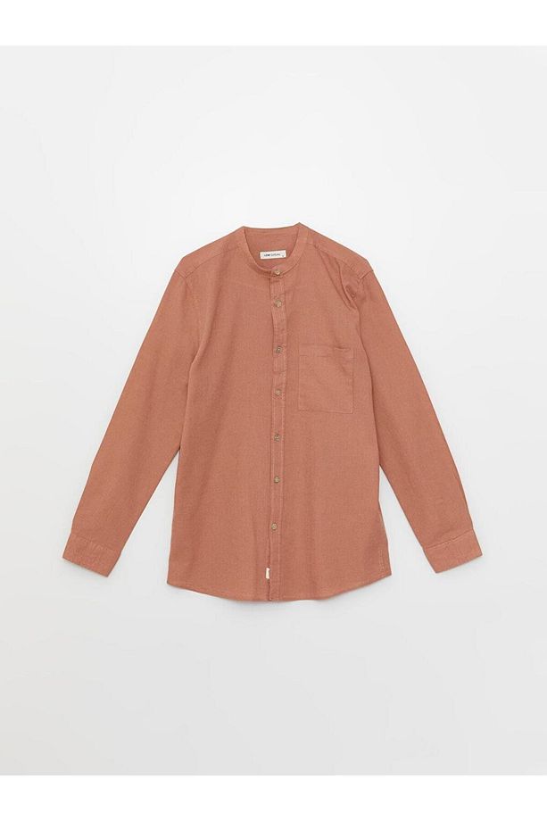 LCW Casual Regular Fit Hakim Yaka Uzun Kollu Keten Karışımlı Erkek Gömlek - 6