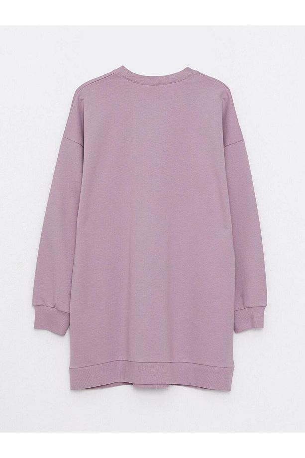 LCW Modest Bisiklet Yaka Baskılı Uzun Kollu Oversize Kadın Tunik - 7