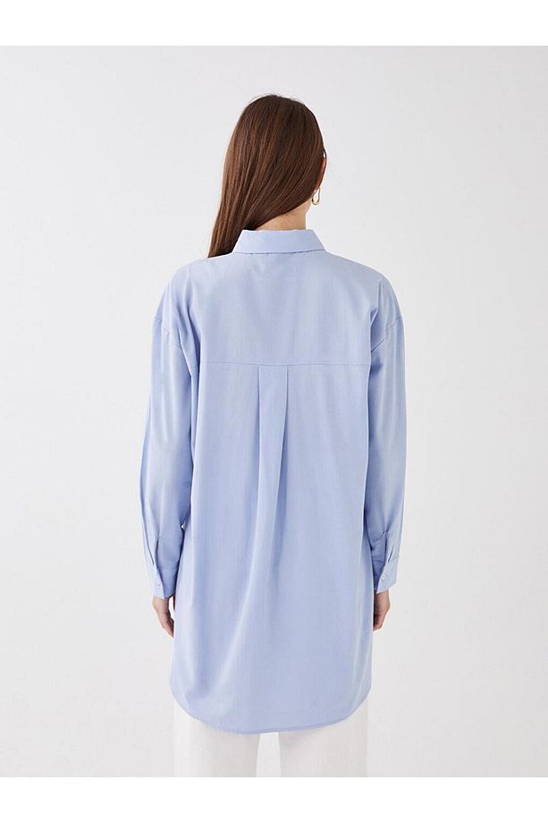LCW Modest Düz Uzun Kollu Oversize Kadın Gömlek Tunik - 5