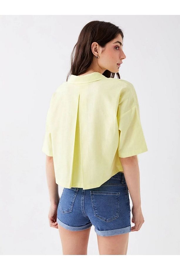 Lcw Casual Düz Kısa Kollu Oversize Kadın Gömlek - 4