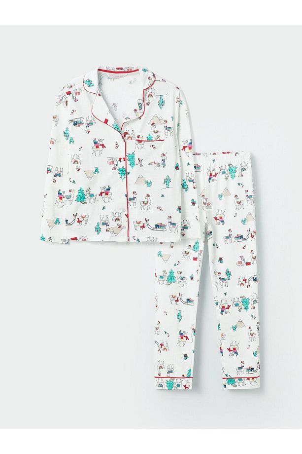Gömlek Yaka Yılbaşı Temalı Uzun Kollu Kadın Pijama Takımı - 7