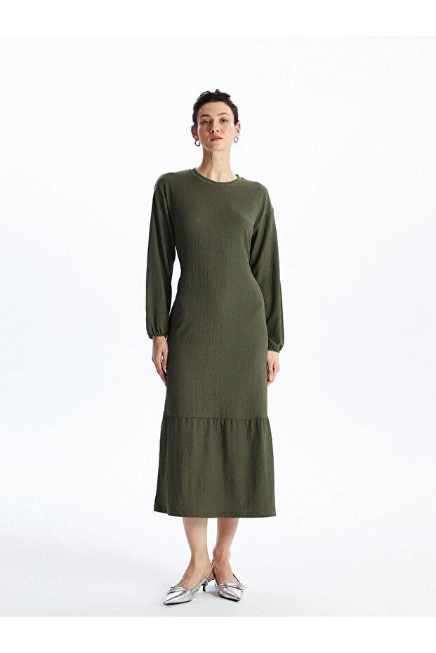 LCWAIKIKI Classic Crew Neck Solid Long Sleeve Women's Dress
