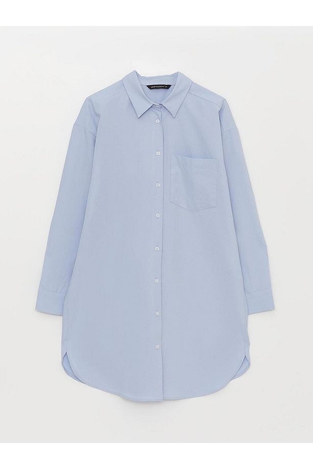 LCW Modest Düz Uzun Kollu Oversize Kadın Gömlek Tunik - 6