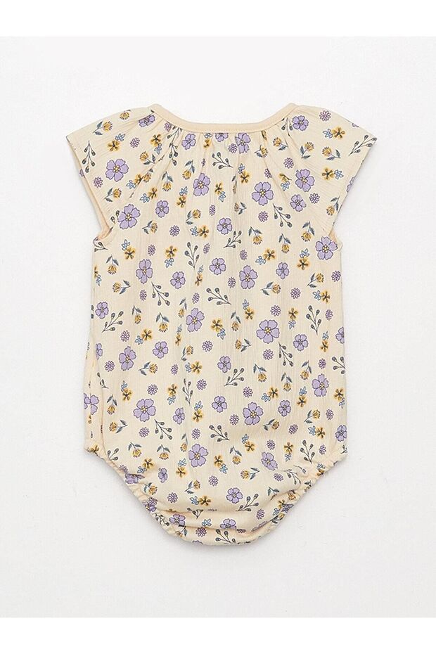 Crew Neck Short Sleeve Printed Baby Girl Snap Bodysuit (S3)
