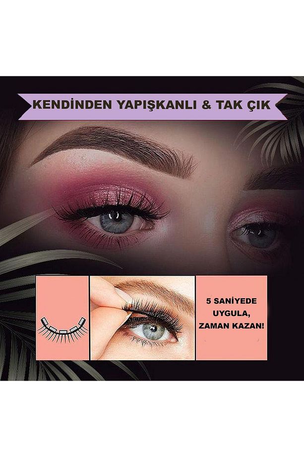 Doğal İpek Takma Kirpik, Kendinden Yapışkanlı ve Yeniden Kullanılabilir Kirpikler, L5 - 2
