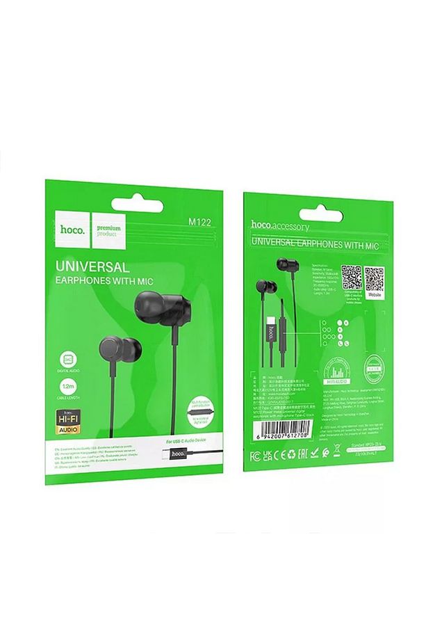 M122 Kulakiçi Mikrofonlu Kablolu Metal Type-C Kulaklık SİYAH - 5