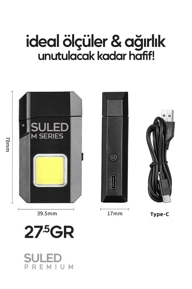 Şarjlı Çakmak USB Şarjlı LED Fener M Serisi Kamp Çakmağı COB Led CE Rüzgardan Etkilenmez - 4
