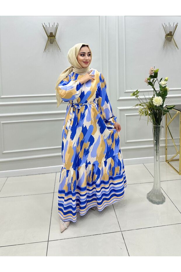 Women's chiffon skirt ruffle pattern hijab dress