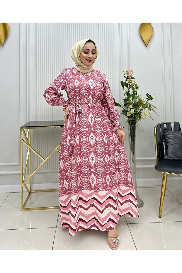 Women's chiffon skirt ruffle pattern hijab dress