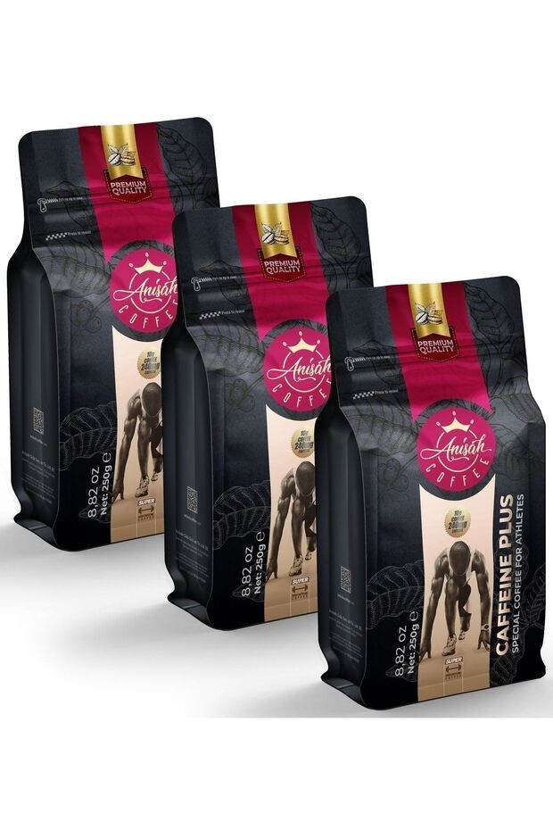 CAFFEINE PLUS 3 x 250 Gram Sporcu Kahvesi - 3'lü Paket - 1