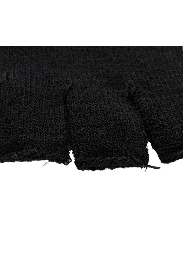 Hello Kitty Head Baskılı Unisex Siyah Kesik Çift Eldiven - 4