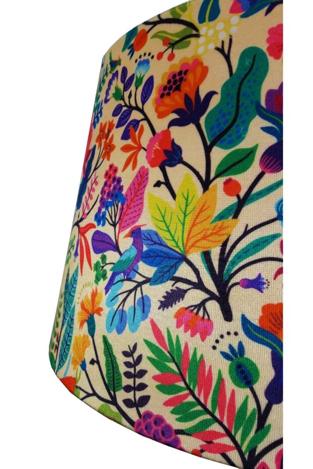 Torna Ayaklı El Yapımı Masif Lambader (Bahar Desen- Siyah Ayak) - 2