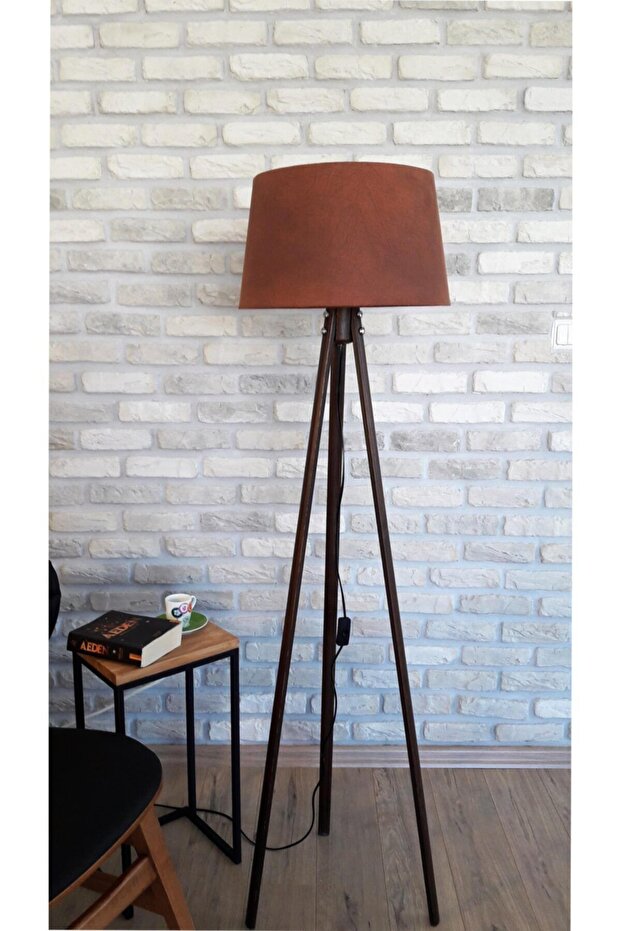 Antik Serisi 3 Ayaklı Lambader ( Kiremit/ Koyu Ceviz Masif Ayak) - 1