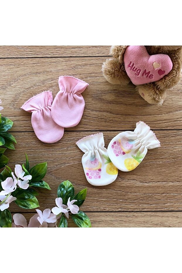 Organic Cotton Set of 2 Baby Gloves Cupcake
