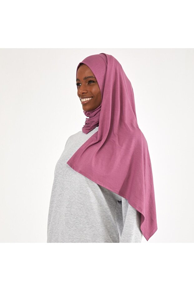 شال قطني ممشط باللون الوردي المغبر - 1