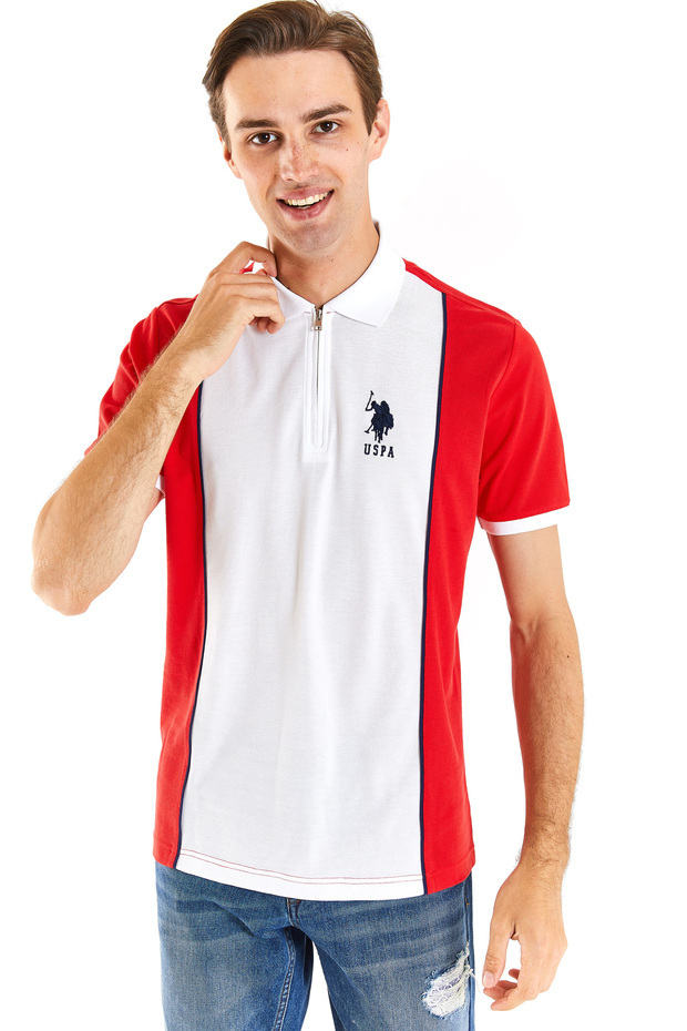 US POLO Men's Polo Collar Sport T-Shirt - Regular Fit, Red G081GL011.000.1826874 T-Galenia 030