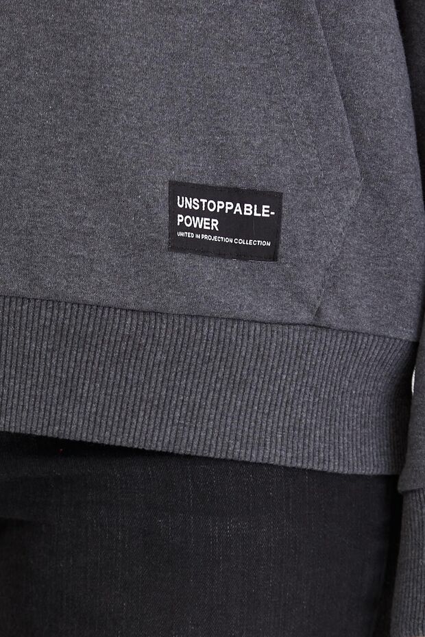 Kadın Antrasit Basic Kapüşonlu Regular Fit Rahat Sweatshirt - 5