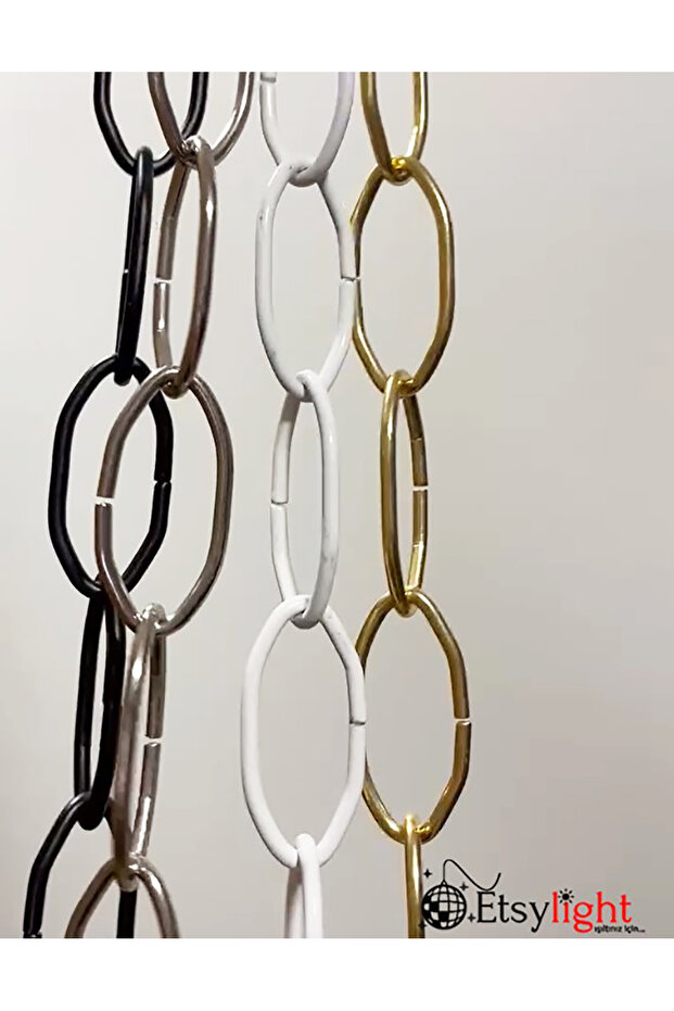 Oval Colored Metal Chain, 3 Meters White, Chandelier Chain, Metal Chain, Chain
