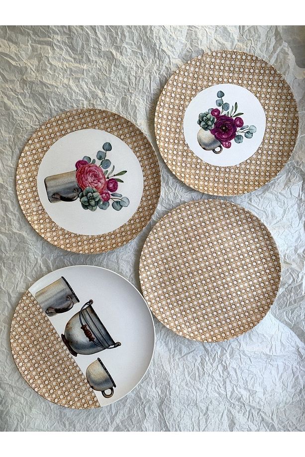Hazeran Doğal Rafya Bohem Rattan Duvar Tabağı Bahçe Balkon Mutfak Salon Duvar Süsü No:109 - 6