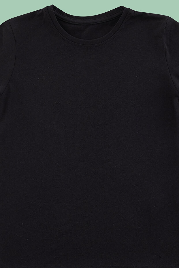 Siyah 3'lü Unisex Pamuklu Basic Regular Kalıp Kısa Kol Örme T-Shirt TKDSS24TS00019 - 9