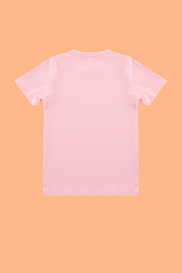 Beyaz-Pembe 2'li Kız Çocuk Pamuklu Basic Regular Kalıp Kısa Kol Örme T-Shirt TKDSS24TS00021 - 5