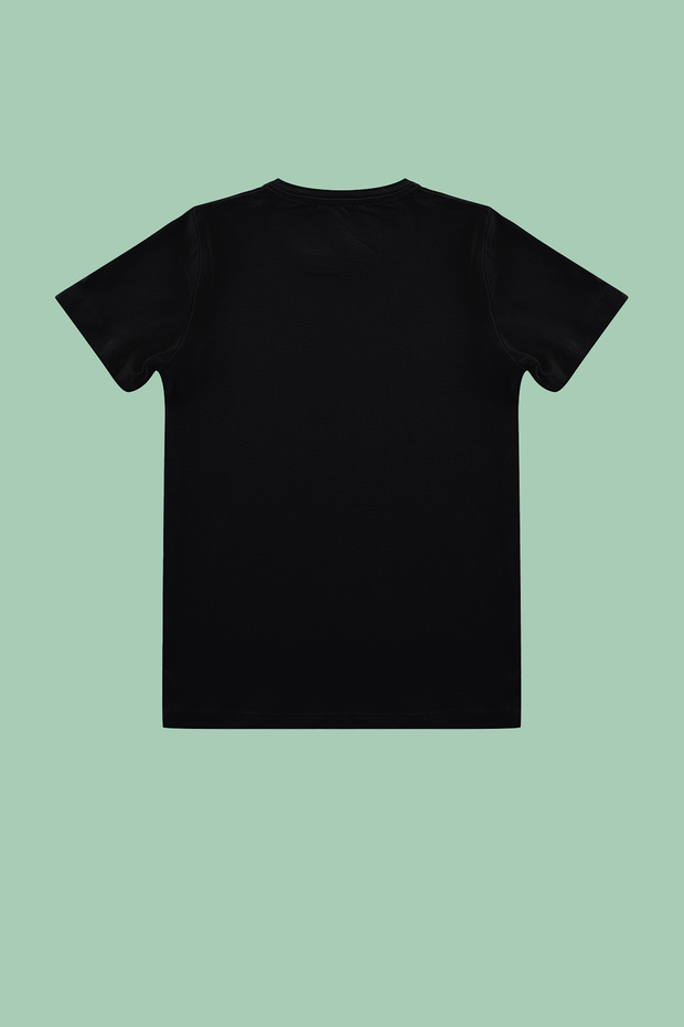 Siyah Unisex Pamuklu Basic Regular/Normal Kalıp Bisiklet Yaka Kısa Kol Örme T-Shirt TKDSS24TS00020 - 4