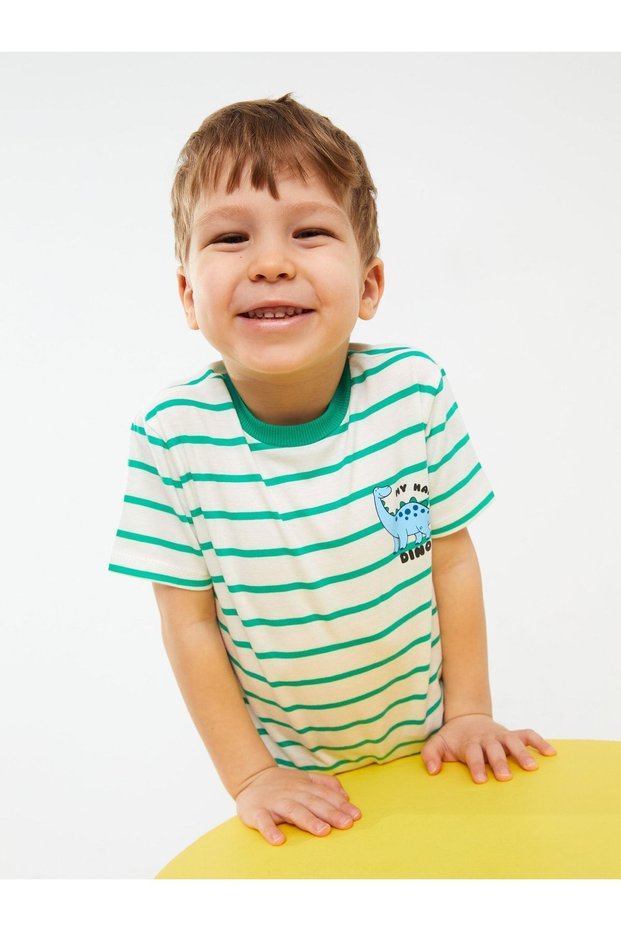 Lcw Baby Crew Neck Short Sleeve Striped Baby Boy T-Shirt (S3)
