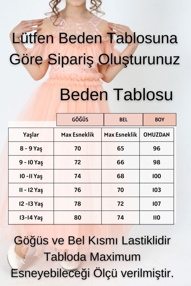 Kız Çocuk Tül Kumaş Işlemeli Astarlı Kolsuz Uzun Gece Parti Mezuniyet Zarif Abiye Elbise - 9