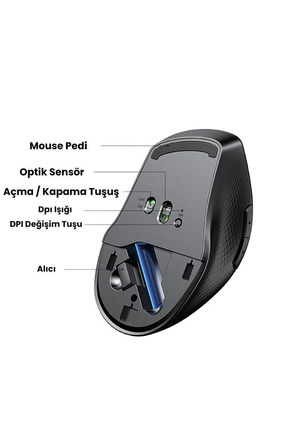 Ergonomik Sessiz Çift Modlu Bluetooth Ve Wireless Kablosuz Mouse - 4