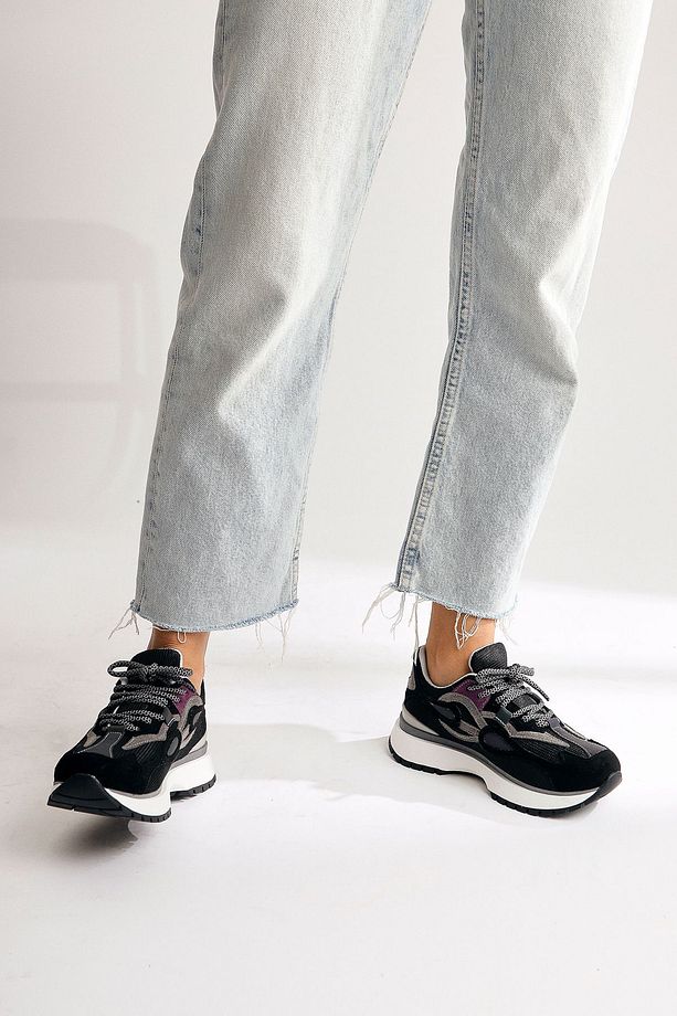 Gerdh Siyah Triko-süet Kadın Spor Ayakkabı, Sneakers - 4